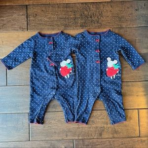 Twins Two Carter’s 3M Baby Girl Blue Polska Dots Mouse Footie Pajamas